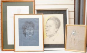 John Skelton (1925-2009), three original works by the artist comprising portrait studies and a