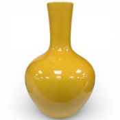 A large Chinese yellow monochrome bottle vase, 44cm high