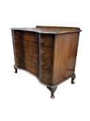 A Queen Anne Revival walnut chest, width 99cm, depth 58cm, height 82cm