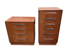 Two mid century G Plan Fresco teak chests, larger width 54cm, depth 44cm, height 100cm