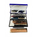 A boxed Waterman pen and fifteen other vintage pens/ pencils to include Conway and Parker