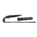A 22 bore percussion holster pistol, drum converted from flintlock, lock stamped Patrick, barrel