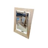 A contemporary birch Bulgari mirror for jeweller / showroom use, height 32cm