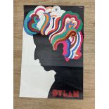 Milton Glazer; a 1966 poster portrait of Bob Dylan, with folds, 84 x 58.5cm