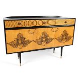 Robert and Dorothy Heritage for Heals: A mid-century ebonised and decorated credenza