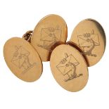 Mappin & Webb, a pair of 18ct gold cufflinks, circa 1939, each end of oval outline, engraved with