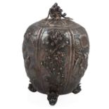 A late 19th/early 20th century Chinese Export white metal tea caddy with cover by Wang Hing, Hong