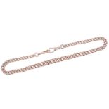 A 9ct gold watch chain, early 20th century, composed of graduated curb linking, length 36.5cm,