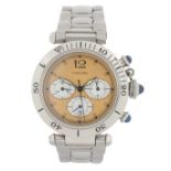 A gentleman’s early 21st century stainless steel Pasha de Cartier quartz wrist watch, on a stainless