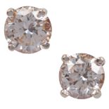 A pair of diamond stud earrings, set with brilliant-cut diamonds totalling approximately 0.70