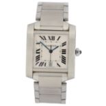 A gentleman’s early 21st century stainless steel Cartier Tank Francais automatic wrist watch, on a