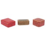 Cartier, three brooch/accessory cases, early-mid 20th century, two stamped Cartier New York, one