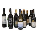 Fourteen bottles of assorted wine and spirits to include Ten Hides and Tanqueray gin, Mezzuola