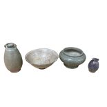 Four Chinese monochrome pottery vessels, Song/Ming dynasties, largest 15cm diameter.