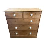 A Victorian Heal and Sons pine chest of drawers, width 106cm, depth 54cm, height 104cm