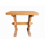 GNOMEMAN: THOMAS WHITTAKER (1912-1991) (LITTLEBECK): AN OAK SIDE TABLE the adzed top with twin