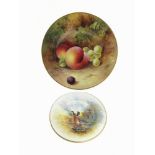 TWO ROYAL WORCESTER HAND-PAINTED SMALL PLATES comprising one with a hen and cock pheasant, signed '
