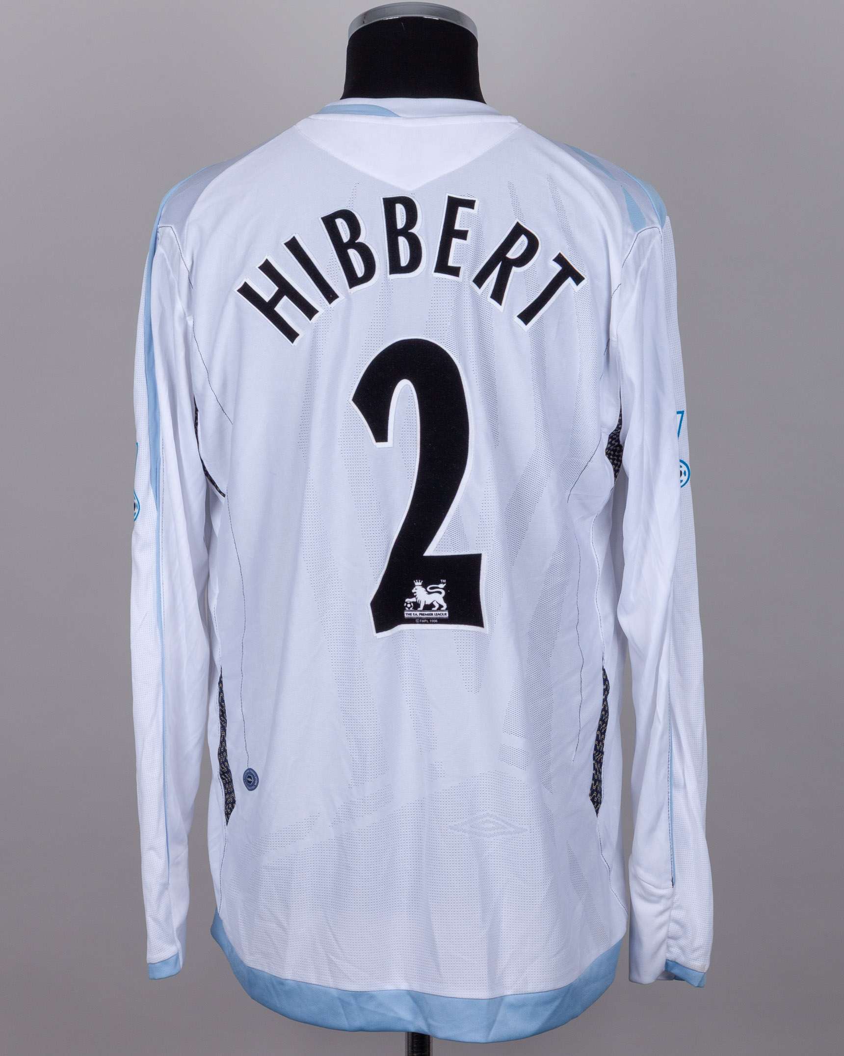 Tony Hibbert white No.2 Everton long-sleeved shirt, 2006-07 - Image 2 of 5