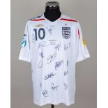 White No.10 England v. Italy under-21 autographed short-sleeved shirt, 2007