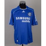 A blue and white Chelsea short-sleeved shirt