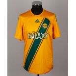Yellow and green replica LA Galaxy short-sleeved shirt
