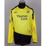 Darius Vassell yellow and black No.11 Manchester City autographed long-sleeved shirt, 2005-07