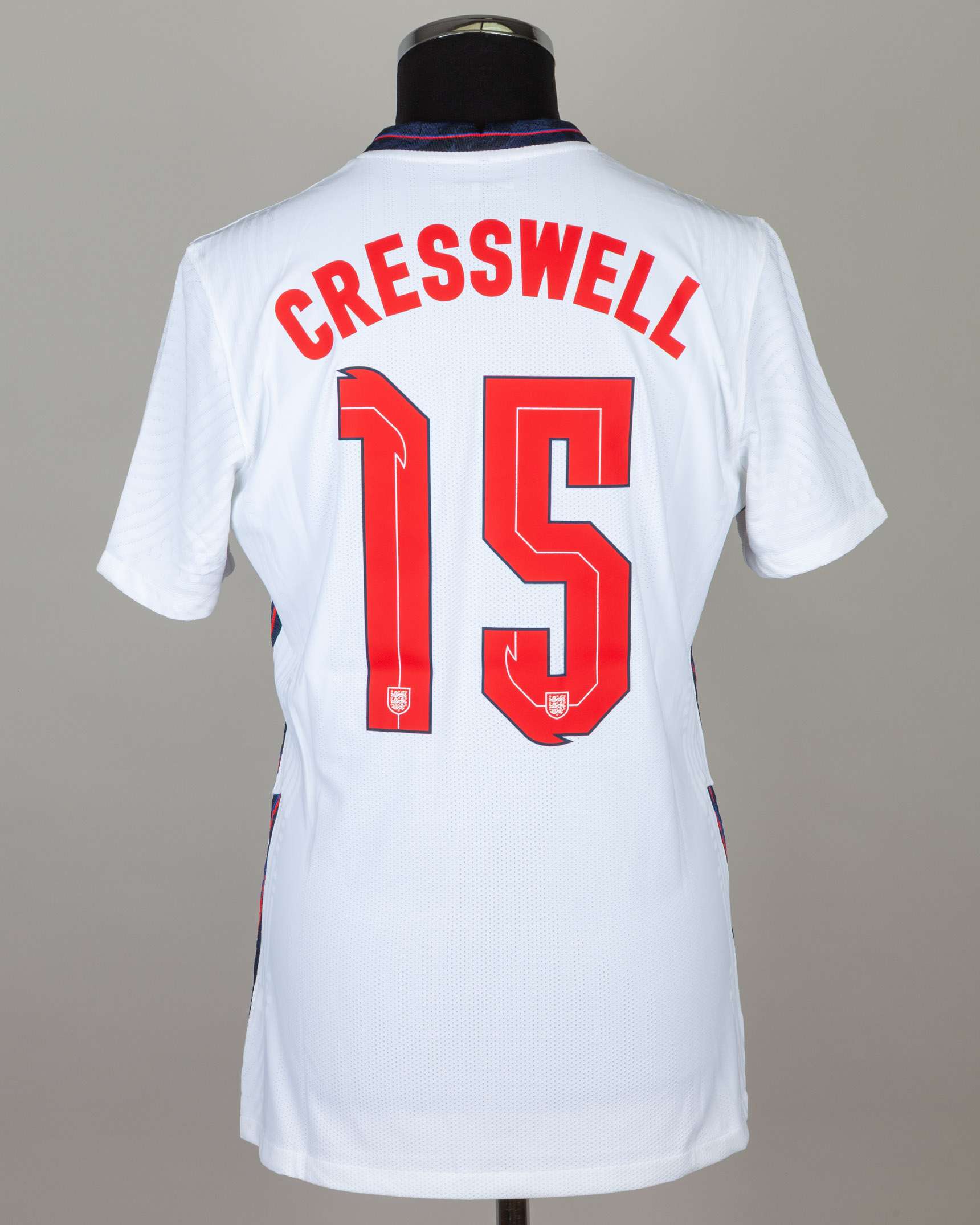 Charlie Cresswell white No.15 England v. Czech Republic under-21 short-sleeved shirt, 2021 - Image 2 of 5