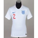 Jonjoe Kenny white No.2 England under-21 short-sleeved shirt, 2018