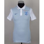 Blue and white England football autographed polo shirt