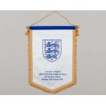 White and blue England v. Lithuania pennant, 2015