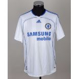 A white, grey and blue replica Chelsea short-sleeved shirt