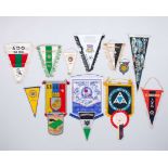 A collection of fourteen various supporters pennants