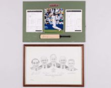 Surrey County Cricket Club 150 years limited edition print and Lara autographed mini-bat