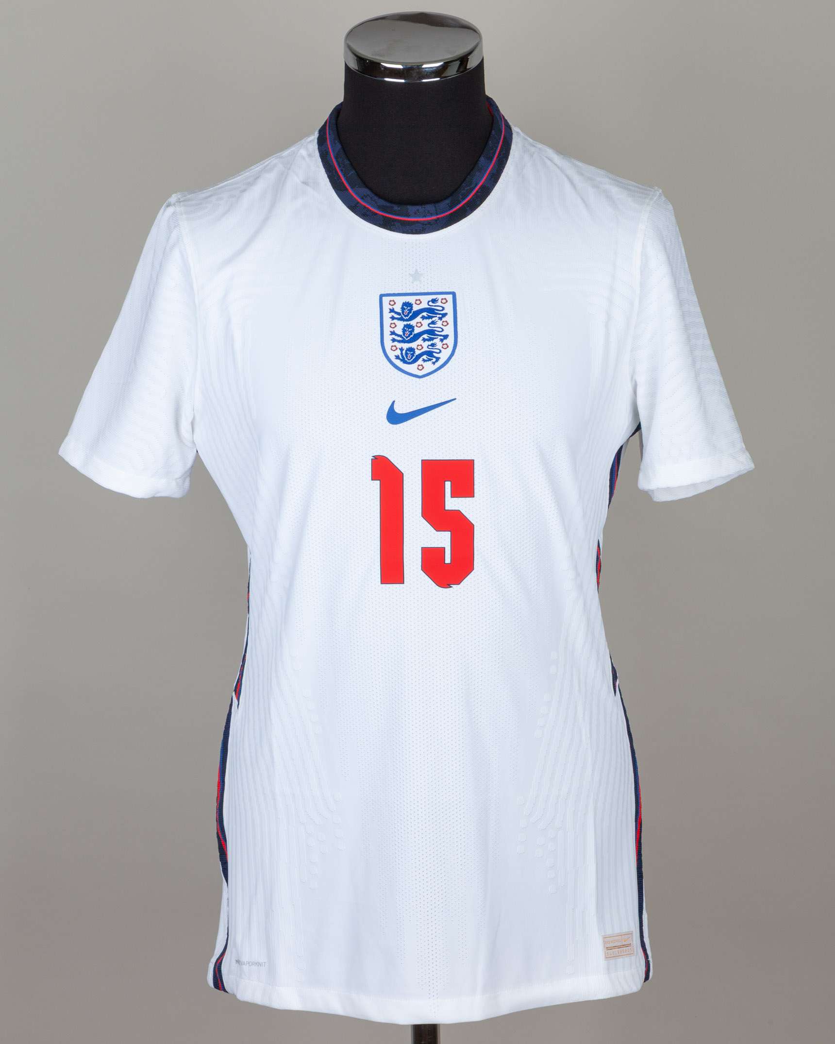 Charlie Cresswell white No.15 England v. Czech Republic under-21 short-sleeved shirt, 2021