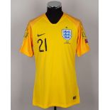 Alex McCarthy yellow and green No.21 England v. Croatia short-sleeved shirt, 2018