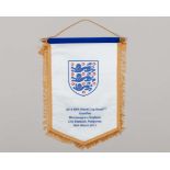 White and blue England v. Montenegro pennant, 2013