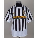 A black and white Juventus short-sleeved shirt