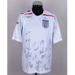 White squad autographed England replica short-sleeved shirt, 2007