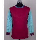 Claret and blue No.9 West Ham United long-sleeved shirt, mid 1970s
