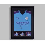 Replica Sergio Aguero blue Manchester City autographed shirt