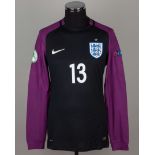 Nathan Trott black and purple No.13 England under-19 long-sleeved shirt, 2017