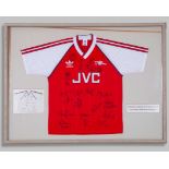 Red and white Arsenal autographed replica short-sleeved shirt display, 1988-90