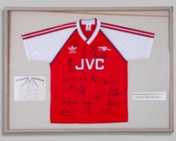 Red and white Arsenal autographed replica short-sleeved shirt display, 1988-90