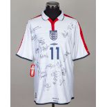 White No.11 England v. Wales under-21 autographed short-sleeved shirt, 2004