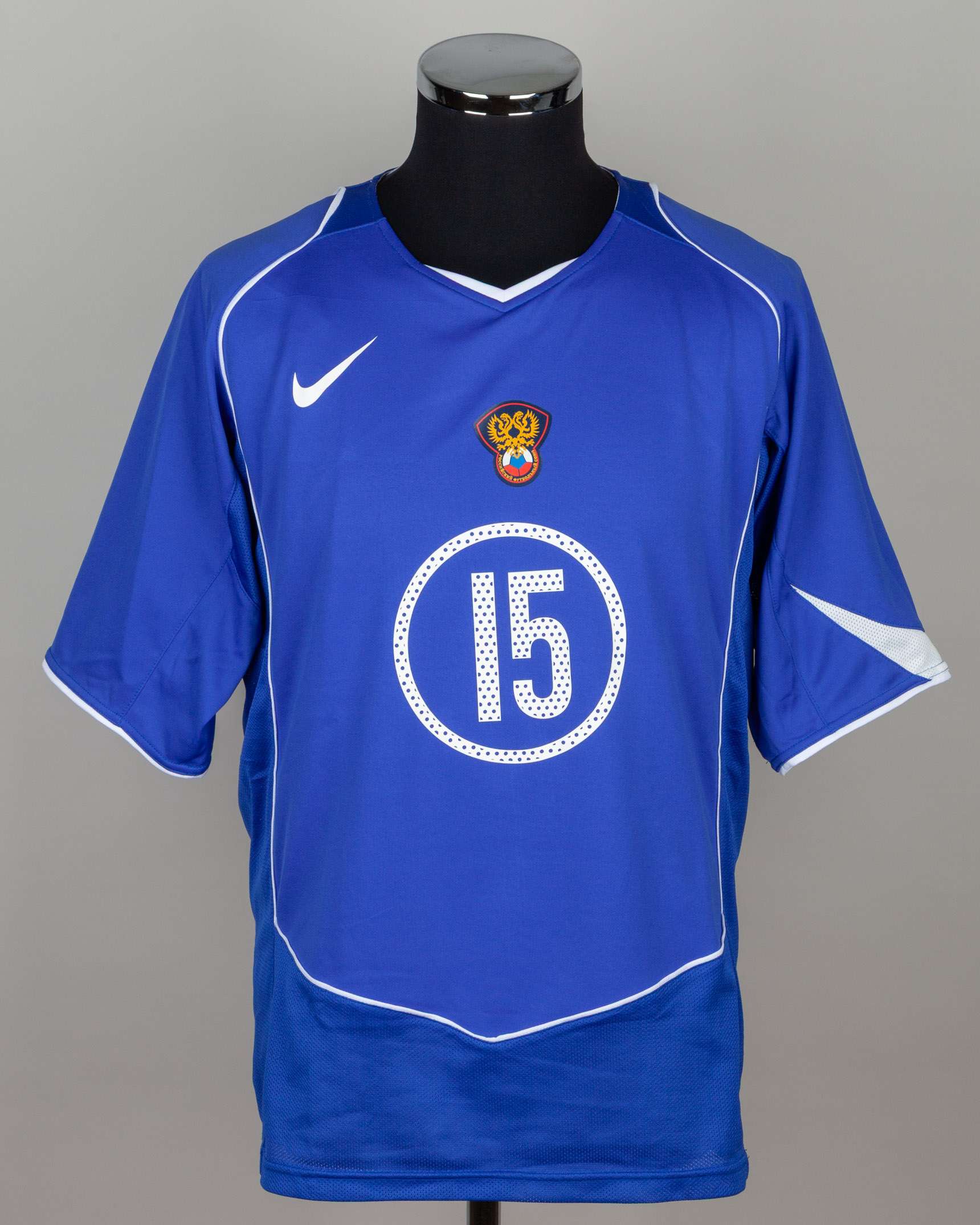 Dmitri Alenichev blue No.15 Russia short-sleeved shirt, 2004