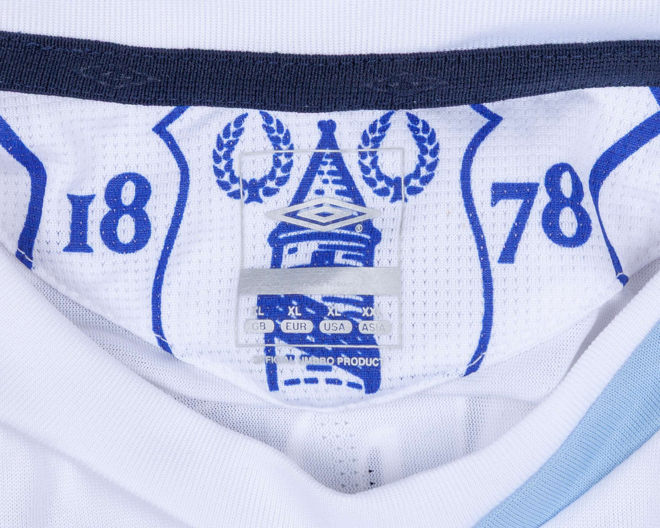 Tony Hibbert white No.2 Everton long-sleeved shirt, 2006-07 - Image 4 of 5