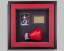 Ricky Hatton autographed red Lonsdale boxing glove display