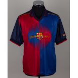 A garnet and blue Barcelona short-sleeved shirt