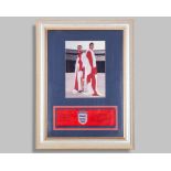 David Beckham and Michael Owen autographed England captains armband display