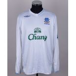 Tony Hibbert white No.2 Everton long-sleeved shirt, 2006-07